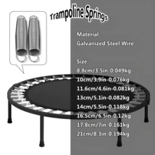 Trampolín de resorte de acero reforzado de 15 piezas de 14 cm con ganchos, adecuado para ejercicios aeróbicos en interiores y exteriores. - Plateado - Ver 8