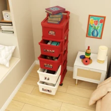 Storage Trolley With Wheels, 3/5 Tiers Available - Multifunctional Mobile Storage Rack, Suitable For Bedroom, Kitchen, Bathroom, Office - Red, Durable Structure, Easy To Assemble, Narrow Storage Cart - 紅色 - 查看 3