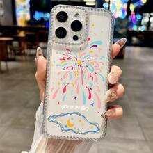 Fireworks and moon Pattern, suitable for smartphone cases, compatible with Apple 17Pro, 17Promax, 12ProMax, 13ProMax, Apple 16, Apple 15ProMax, Apple 11Pro, Apple 14Plus, and Apple 16E. - transparente - Ver 5
