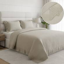 Habitat 3-Piece Lace Bedspread Kit, Double And Queen Size, Delicate Plain - 米色 - 查看 1