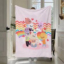 1PC Creative KPOP SKZOO Pattern Flannel Blanket, Machine Washable, Soft And Comfortable Flannel Blanket, Lightweight Wool Blanket, Comfortable Air Conditioning Blanket, Home Decoration, Suitable For Four Seasons, Friend Gift, Suitable For Sofa, Bed, Car, Office, Camping, Travel, Outdoor, Suitable For Giving To Family And Friends.The Perfect Gift For Sons, Daughters, Grandmothers, Grandfathers, Fathers, Mothers, Uncles, And Aunts - 280 GSM - 多色8 - 查看 12