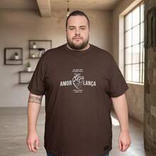 Men's Plus Size Gospel T-Shirt With "Love Without Fear" Print - Rust Brown - View 1