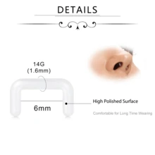 CIZME Khuyên giữ lỗ xỏ vách ngăn mũi trong suốt, dẻo, cỡ 14G/16G, làm bằng nhựa acrylic hình chữ U, thích hợp sử dụng chuyên nghiệp. - Trong sáng - Xem 3