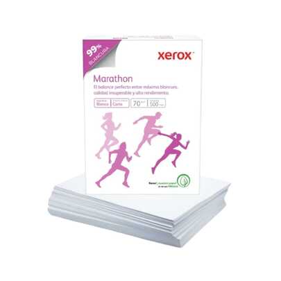 Paquete con 500 Hojas de Papel Bond Blanco Xerox Marathon, Tamaño Carta, 70 g/m², Blancura 99%, Papel Multipropósito para Impresoras Láser, Inyección de Tinta, Copiadoras y Equipos Multifuncionales, Papel de Alta Calidad para Oficina, Escuela, Tareas, Documentos, Informes, Presentaciones y Correspondencia, Suave al Tacto, Alta Opacidad, No se Atora, Ideal para Uso Diario y Trabajo Administrativo, Papel Bond Estándar para Impresión en Blanco y Negro o a Color, Excelente Desempeño en Equipos de Alto Volumen, Papel Blanco Profesional para Uso Escolar y Corporativo, Rendimiento Confiable y Resultados Nítidos en Cada Hoja