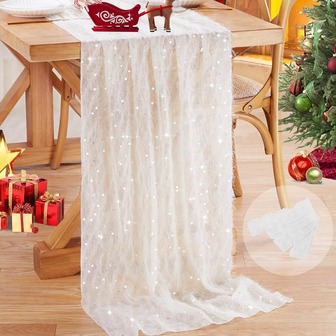 New Transparent Tassel Sequin Sheer Table Runner, Wedding Veil, Birthday Party Tablecloth