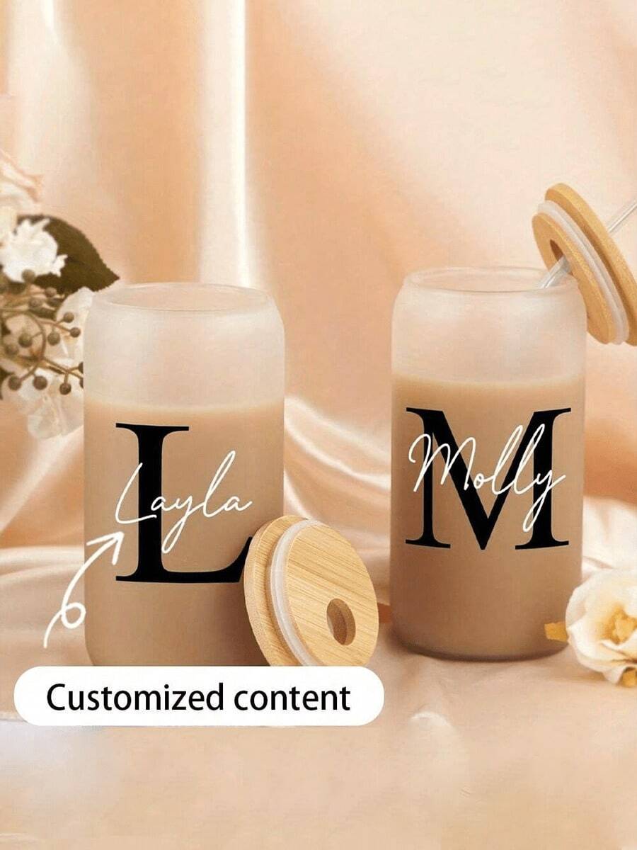 4pcs Personalized Juice Cups With Lids & Straws, Customizable For Halloween Party, Iced Coffee, Suitable For Travel, Storing Beverages, Juices, Smoothies, Also Great As Gifts For Weddings, Thanksgiving, Christmas, Halloween, All Seasons