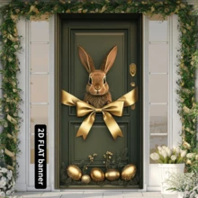 Easter Vintage Porch Banner With Rabbit And Bow - Polyester, Suitable For Spring Outdoor And Indoor Decor, Parties, No Power Needed, Multipurpose Photography Backdrop, Door Decor, Butterfly - Multicolor - View 3