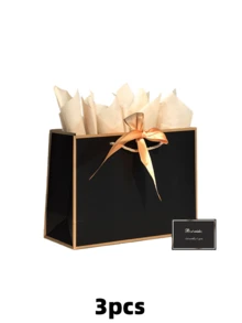 3 piezas Bolsa de regalo grande - Bolsa de regalo de papel que contiene 2 hojas de papel de seda, 1 tarjeta de felicitación y 1 cinta. Viene con un asa y es adecuada para damas, niñas, damas de honor, cumpleaños, San Valentín, fiestas de boda y otras ocasiones. - Multicolor - Ver 10