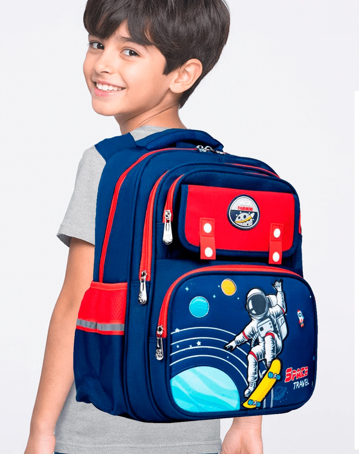 Mochila Grande Menino Escolar Juvenil Espaço Notebook - Azul Marinho - Visão 1