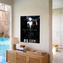 Framed 1pc Big City Silhouette Canvas Wall Art - Moody Urban Themed Print, Edgy Home Decor, Ready-To-Hang For Living Room & Studio - Framed - 查看 5