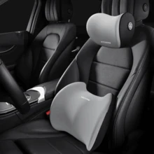 Encosto de Cabeça do carro Pescoço Suporte Algodão Lombar Protector Cintura Almofada Para Carro - Cinza - Visão 2