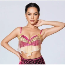 1 chiếc áo croptop múa bụng đính sequin dành cho nữ, áo lót đính sequin, thích hợp cho các lễ hội âm nhạc và hộp đêm, có nhiều màu sắc, một cỡ phù hợp với cúp ngực 36/80B. - Nhiều màu - Xem 3