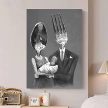 Framed 1pc Whimsical Kitchen Utensils Canvas Poster -  Art Print, Vintage Style Wall Decor For Bedroom, Living Room, Home Office - High-Quality, Easy To Hang, Kitchen Decor - Framed - View 4