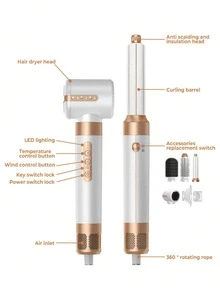 7-In-1 High Speed Hair Dryer, 110,000 RPM, With Straightener And Curler Attachments - View 7