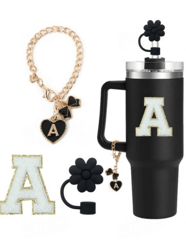 3pcs A-Z Accessories Set - Includes: Sun Hat, Letter Pendant, Water Bottle Letter Stickers