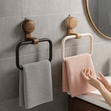 浴室吸盘式胡桃木毛巾架，中世纪风格，免打孔壁挂式浴室毛巾环挂架 - 彩色 - 查看 11