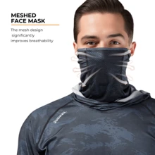 RODEEL Summer Mens UVSun Protection Hoodie Shirt With Face Mask Cooling Long Sleeve Thumb Holes Quick Dry Moisture Wicking For Fishing Hiking Boating Cycling - Đen và xanh - Xem 3