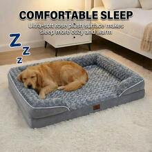 Dog Beds For Extra Large Dogs, Washable, Bolster Sofa Bed With Waterproof Lining & Non-Skid Bottom, Soft For Pet Sleeping, Pet Bed - 灰色 - 查看 2