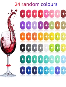 24pcs Silicone Wine Glass Charms, Suitable For Champagne, Cocktail And Martini Glasses, Perfect For Party Wine Glass Markers, Wedding And Birthday Supplies, Home And Party Decorations - Multicolor - View 14