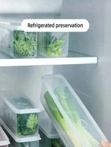 1 Piece Of Coriander/Scallion Storage Box, Refrigerator Fresh-Keeping Box, Thick Noodles/Egg Storage Box, Transparent Cover, Anti-Odor, Refrigerator Storage Box - Trong suốt - Xem 8