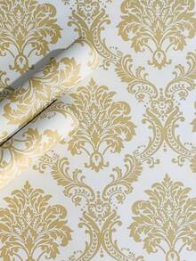 1 Roll Gold European Style Self-Adhesive Wallpaper, PVC Peel And Stick Wallpaper, Thick Waterproof Easy To Apply And Remove, Suitable For Bedroom, Living Room, Ceiling, Countertop, Cabinet, Furniture And Home Renovation, Easy To Cut And Install - Multicolor - View 11