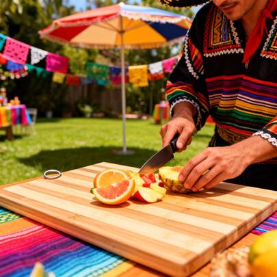 1 pieza Tabla de cortar de madera,Tabla de cortar de bambú con mango para la cocina, picar, rebanar, trocear, amasar masa, ablandar carne,tabla multiusos para queso, verduras, carne, pan, frutas, frutos secos, bistec, sushi, cocina del hogar, restaurante, fácil de lavar, Navidad