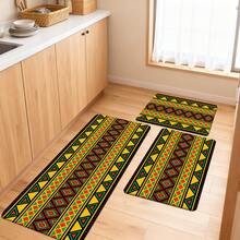 1/2/3 piezas Alfombras de cocina estilo bohemio, de material de poliéster con patrón geométrico colorido, adecuadas para cocina, baño, entrada, jardín exterior, decoración de fiestas, alfombrillas de cocina, felpudos, decoración del hogar - Multicolor - Ver 4