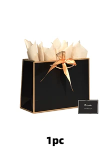 3 piezas Bolsa de regalo grande - Bolsa de regalo de papel que contiene 2 hojas de papel de seda, 1 tarjeta de felicitación y 1 cinta. Viene con un asa y es adecuada para damas, niñas, damas de honor, cumpleaños, San Valentín, fiestas de boda y otras ocasiones. - Multicolor - Ver 9