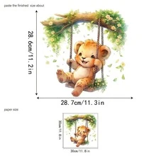 Cartoon Bear Swing Switch Sticker, Cute Cartoon Swing Leopard, Cute Cartoon Kitten, Rabbit, Leopard, Bedroom Hallway Living Room Home Switch Sticker, Decorative Wall Sticker, Self-Adhesive, Vinyl Material, Convenient And Practical - Multicolor - View 10