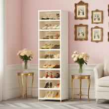 9-Tier Foldable Shoe Cabinet With Doors - Holds 18 Pairs, Large Plastic Shoe Storage Organizer, Easy To Assemble, Portable Shoe Rack For Entryway, Living Room, Closet & More - 18 Pairs(9S)-whtie - View 3