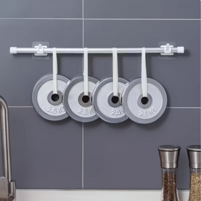 4pcs No-Drill Curtain Rod Brackets, Adjustable Wall Hooks, Universal - Transparent, Easy Installation, Durable & Multi-Functional