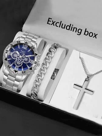 Set de 3 relojes de cuarzo elegantes y versátiles para hombres, conjunto de relojes de moda y minimalistas