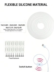 5米/4米/3米/2米/1米 USB柔性LED霓虹灯，可调光LED霓虹灯带，装饰灯，可调节暖白光/冷白光，触摸控制，USB供电LED灯带带触摸开关，适用于直播、化妆镜、浴室、室内使用、衣柜背光、梳妆台、衣柜、电视背景墙、沙发装饰 - 多色 - 查看 12
