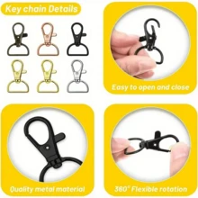 5/10/20/30/45/60pcs Rotating Carabiner Key Chain Clips, D-Ring Clips Keychain Hardware For Key Chain, Lanyard, Wallet DIY Crafts - Keychain - View 10
