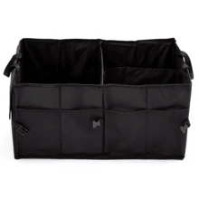 Heavy-Duty Oxford Cloth Car Trunk Organizer Bag - 2-Compartment Foldable Design With Adjustable Dividers And Non-Slip Base, Suitable For SUVs And Sedans, Black, A Travel Gear Organizer, Compact And Durable. - 黑色 - 查看 4