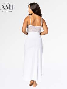 Long Nursing Nightgown And Long Robe Kit For Women - trắng - Xem 3