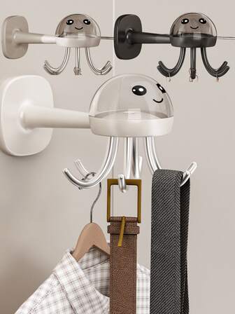 1pc Baby Octopus Rotating Hook, Multifunctional Wall Mount Hanger, Strong Adhesive No Drill Needed