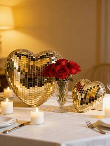 1 Pieza Bola de espejo de acrílico con forma de corazón, decoración de corazón dorado brillante, perfecta para el Día de San Valentín, bodas, fiestas y eventos románticos, adorno con forma de corazón dorado brillante, regalos románticos, decoración del hogar y dormitorio, centros de mesa para la sala de estar, ideal para decoración navideña y ocasiones especiales