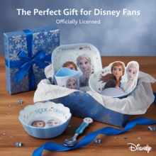 Disney 冰雪奇缘卡通安娜、艾莎和雪宝美耐皿餐具家用三格餐盘单把手花碗单把手碗深碗单把手杯勺碗盘可爱沙拉碗牛奶杯勺餐具 - 彩色 - 查看 5