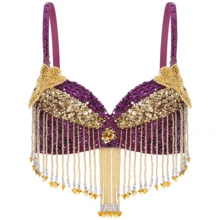 1 chiếc áo croptop múa bụng đính sequin dành cho nữ, áo lót đính sequin, thích hợp cho các lễ hội âm nhạc và hộp đêm, có nhiều màu sắc, một cỡ phù hợp với cúp ngực 36/80B. - Nhiều màu - Xem 14