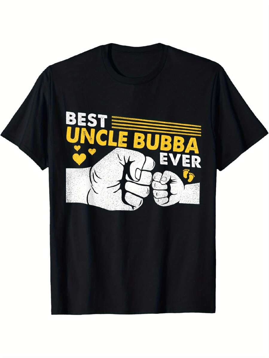 Camiseta de algodón gráfica del mejorío Bubba para hombres - Camiseta casual negra de manga corta con texto amarillo en negrita; Diseño de pulgar arriba. Comodidad para todas las estaciones. Lavable aáquina. Regalo paraías. Camiseta de Actividad al Aire Libre. Camisa de Corte Relajado Ropa Casual Cómoda. Cuello redondo. Tela suave. Camisa estampada. Camisa de papá - Negro - Ver 1