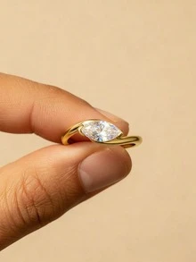 1枚925纯银1克拉立方氧化锆戒指，女士派对/周年纪念礼物：优雅珠宝 - 扭臂馬眼 - 查看 14