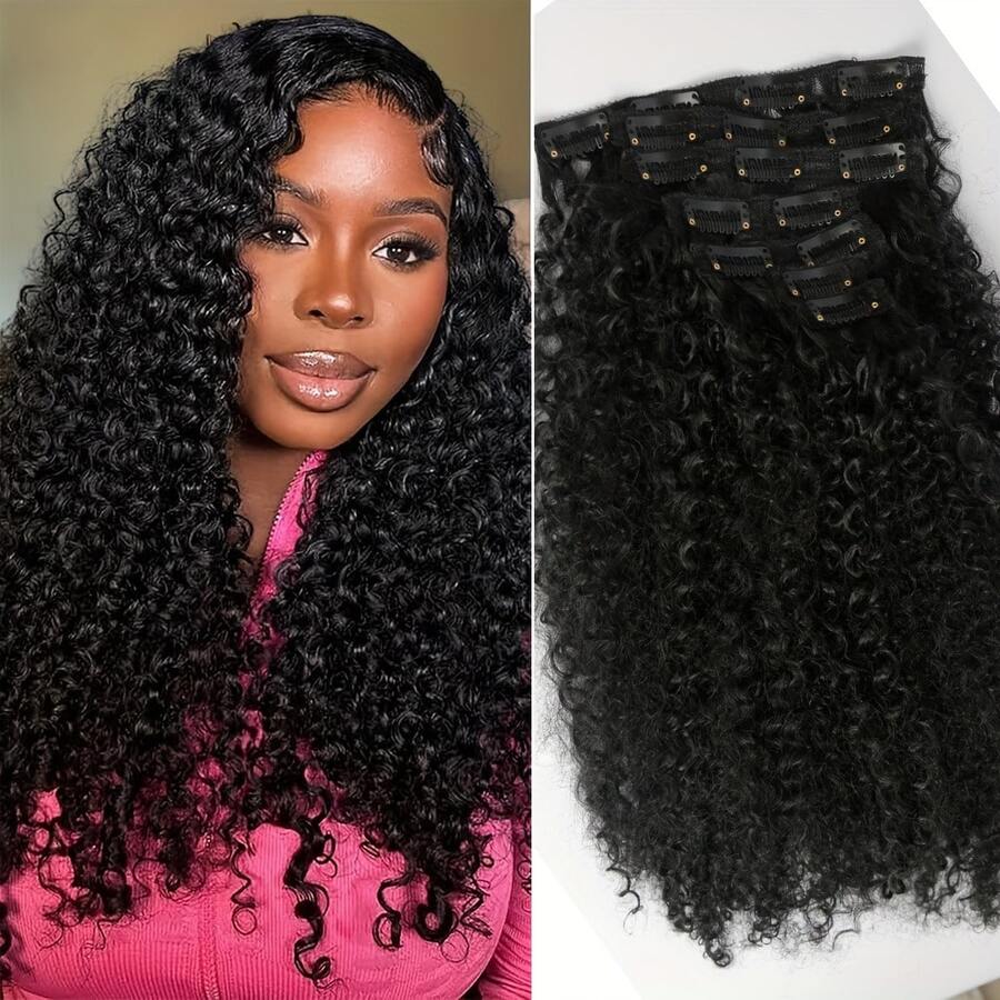 KPOP 20 Inch Kinky Cury Clip In HairExtensions 140g Double Weft Curly WaveClips In On Synthetic Hair Extensions Hairpieces For Women
