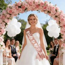 1pc/7pcs/9pcs Rose Gold Satin Ribbon, Suitable For Bachelorette Party And Wedding Celebration - Perfect For Bridal Shower And Bachelorette Party Decor