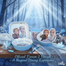 Disney 冰雪奇缘卡通安娜、艾莎和雪宝美耐皿餐具家用三格餐盘单把手花碗单把手碗深碗单把手杯勺碗盘可爱沙拉碗牛奶杯勺餐具 - 彩色 - 查看 1