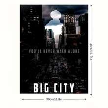 Framed 1pc Big City Silhouette Canvas Wall Art - Moody Urban Themed Print, Edgy Home Decor, Ready-To-Hang For Living Room & Studio - Framed - 查看 6