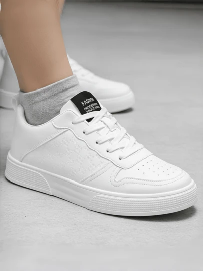 New Men's Casual White Sneakers, Low-Top Lace-Up Design, Suitable For Students, Workers, Etc., Suitable For Outdoor Leisure, All-Season Style, Men's Thermal Underwear.