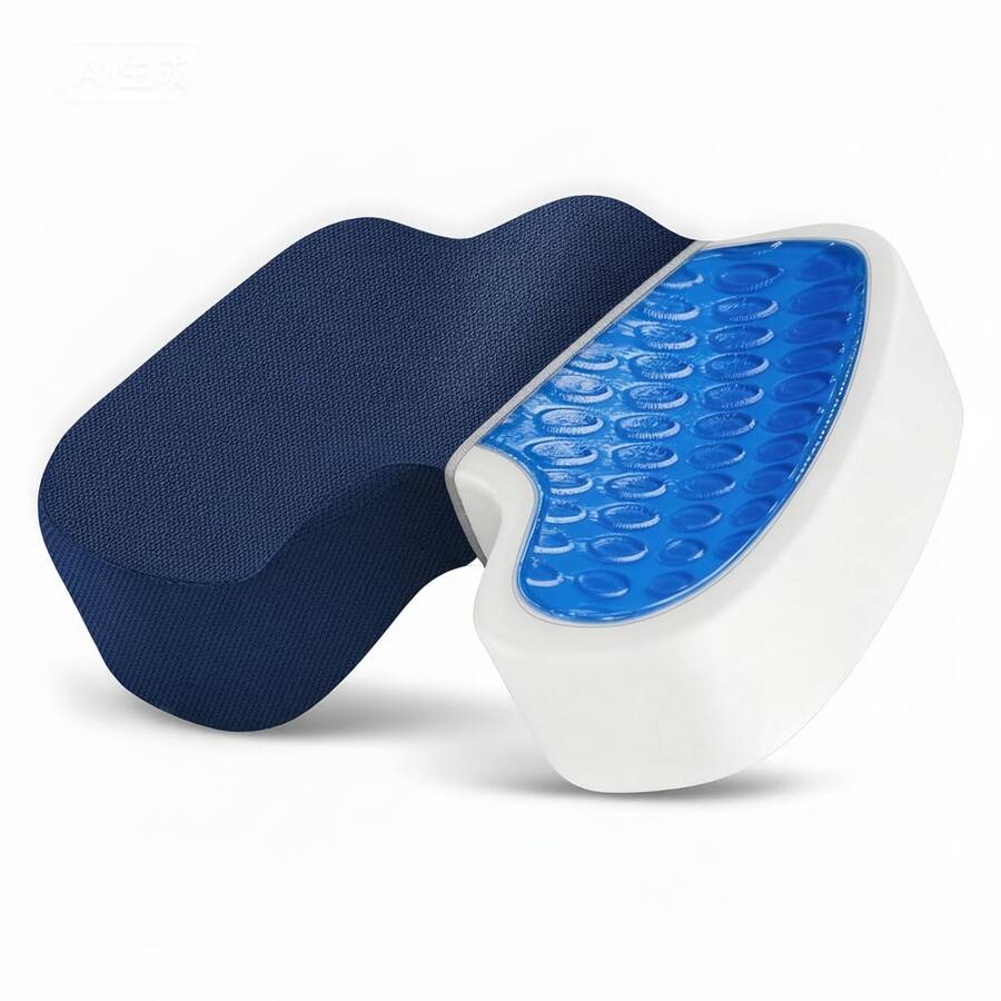 Office Chair Seat Cushion, Cooling Gel Enhanced Memory Foam Cushion For Long Sitting - Back, Sciatica, Coccyx, Tailbone Pain Relief Pillow - For Office, Gaming, Car, Wheelchair - 藍色 - 查看 1