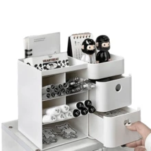 Stylish Desk Organizer: Multi-Purpose Storage Box With Drawer And Slanted Pen Holder For Students And Children. - White - View 1