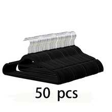 Velvet Hangers 100/50/30 Pack, Non Slip Clothes Felt Hanger Heavy Duty For Coat, Premium Slim Space Saving Suit Hangers For Closet Organizer, 360° Rotating Silver Hook - 黑色 - 查看 12